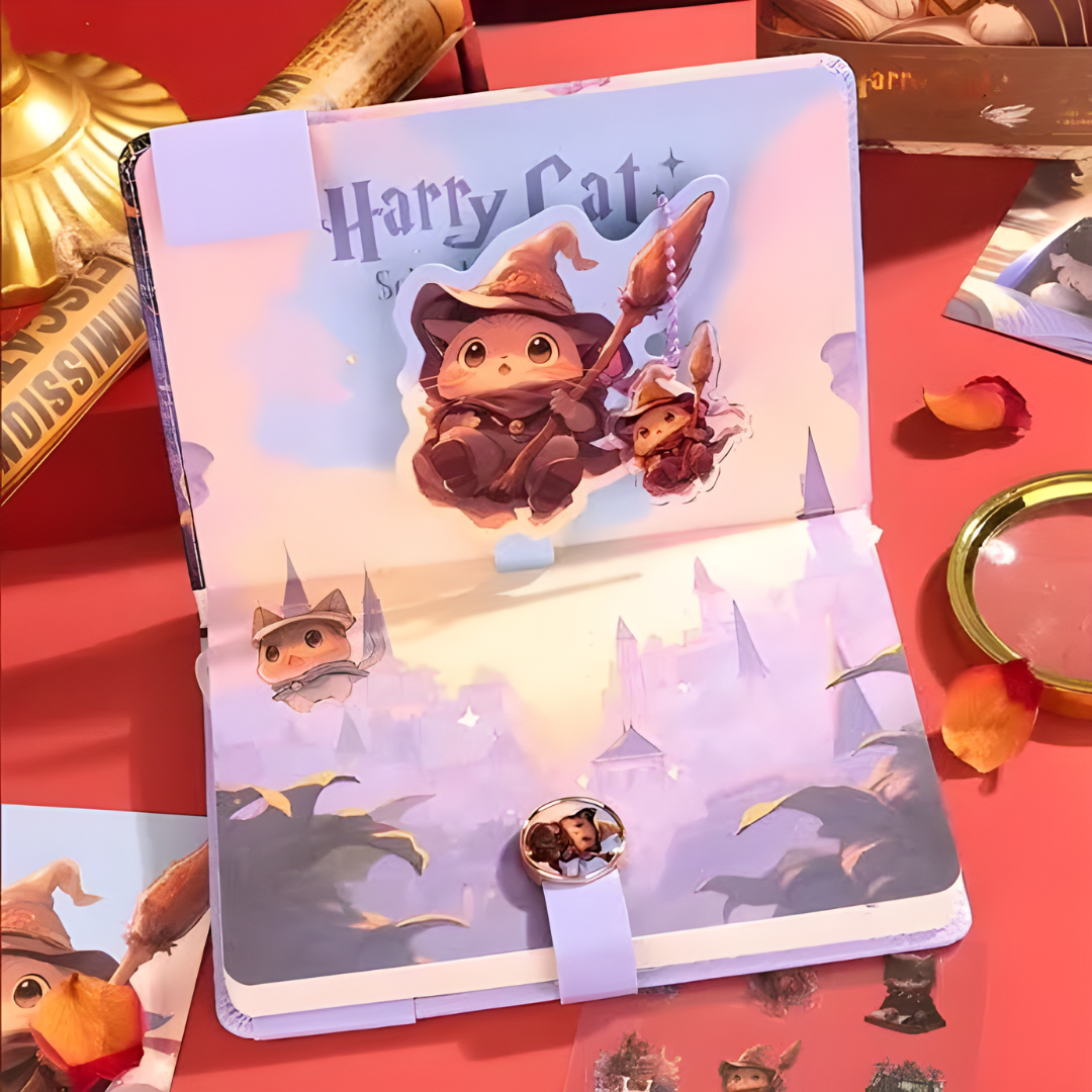 Libreta Harry Cat. Imantada Llavero Stickers Pink