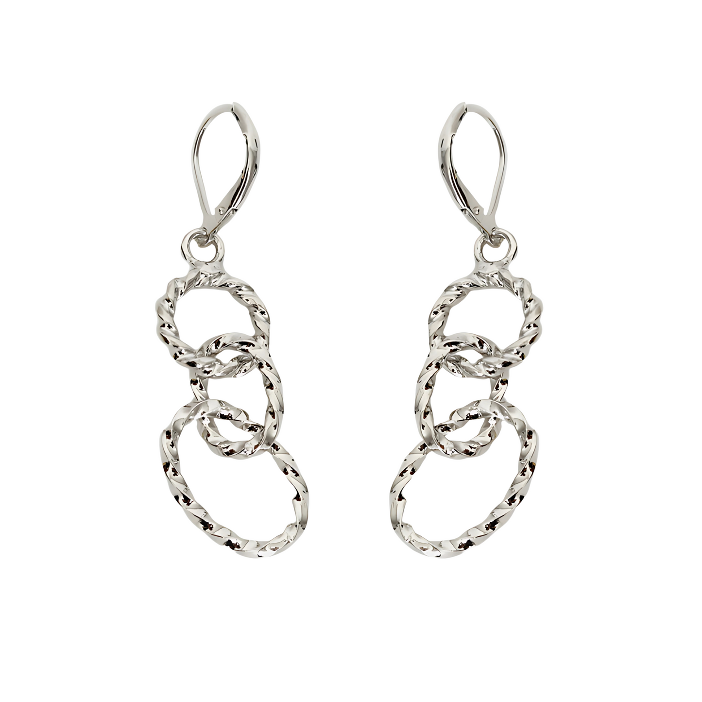 Aretes Siam con Aros Entrelazados plateados