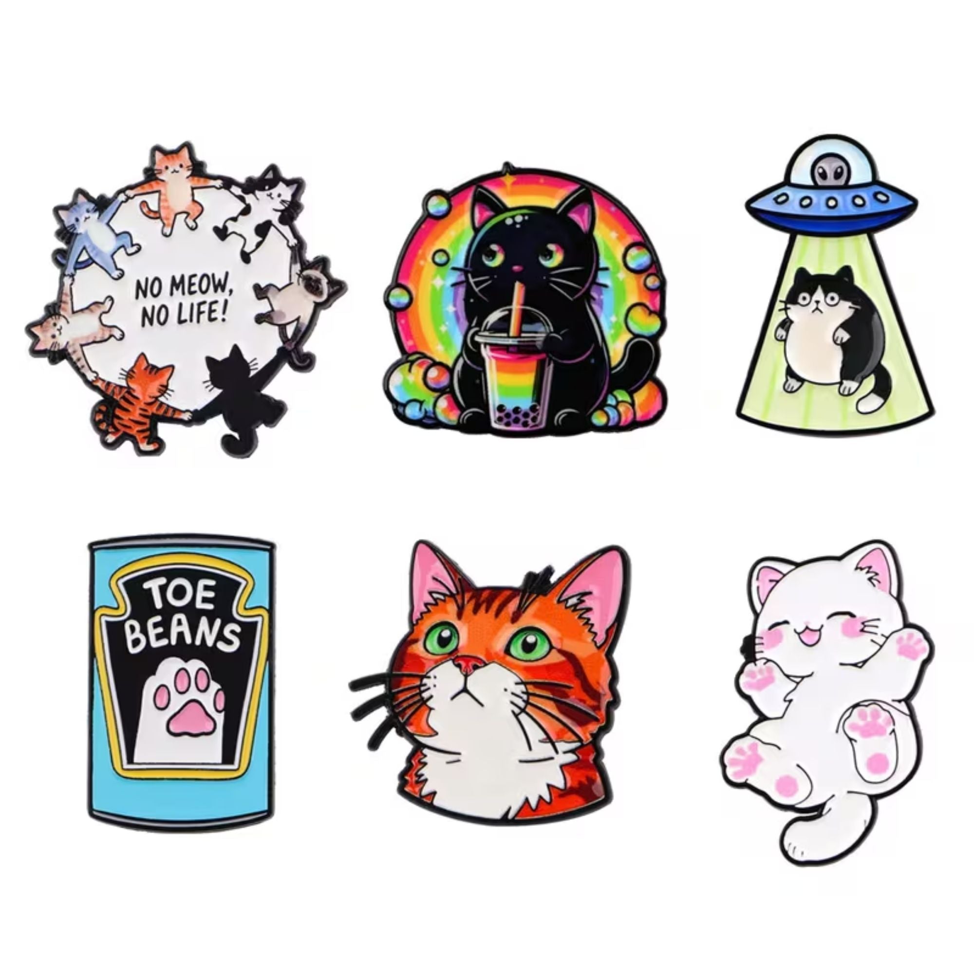 SET 6 PINES DE ESMALTE DE GATITOS — THE BLUE CAT