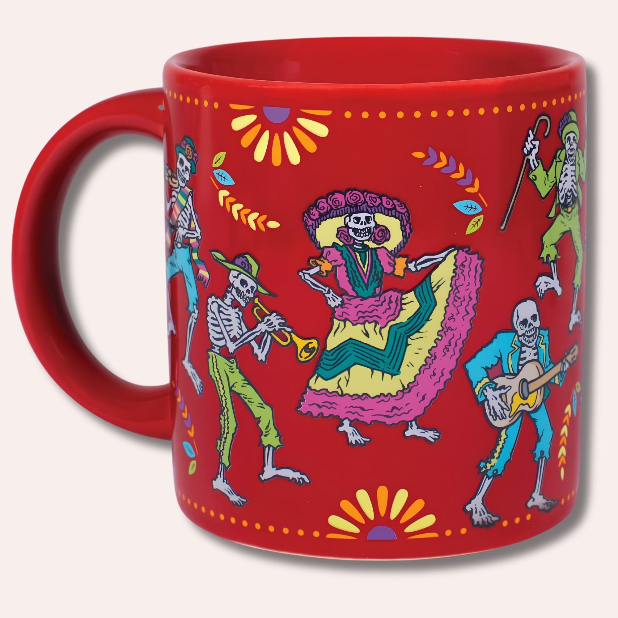 Taza Dia de Muertos — diseno que revela esqueletos