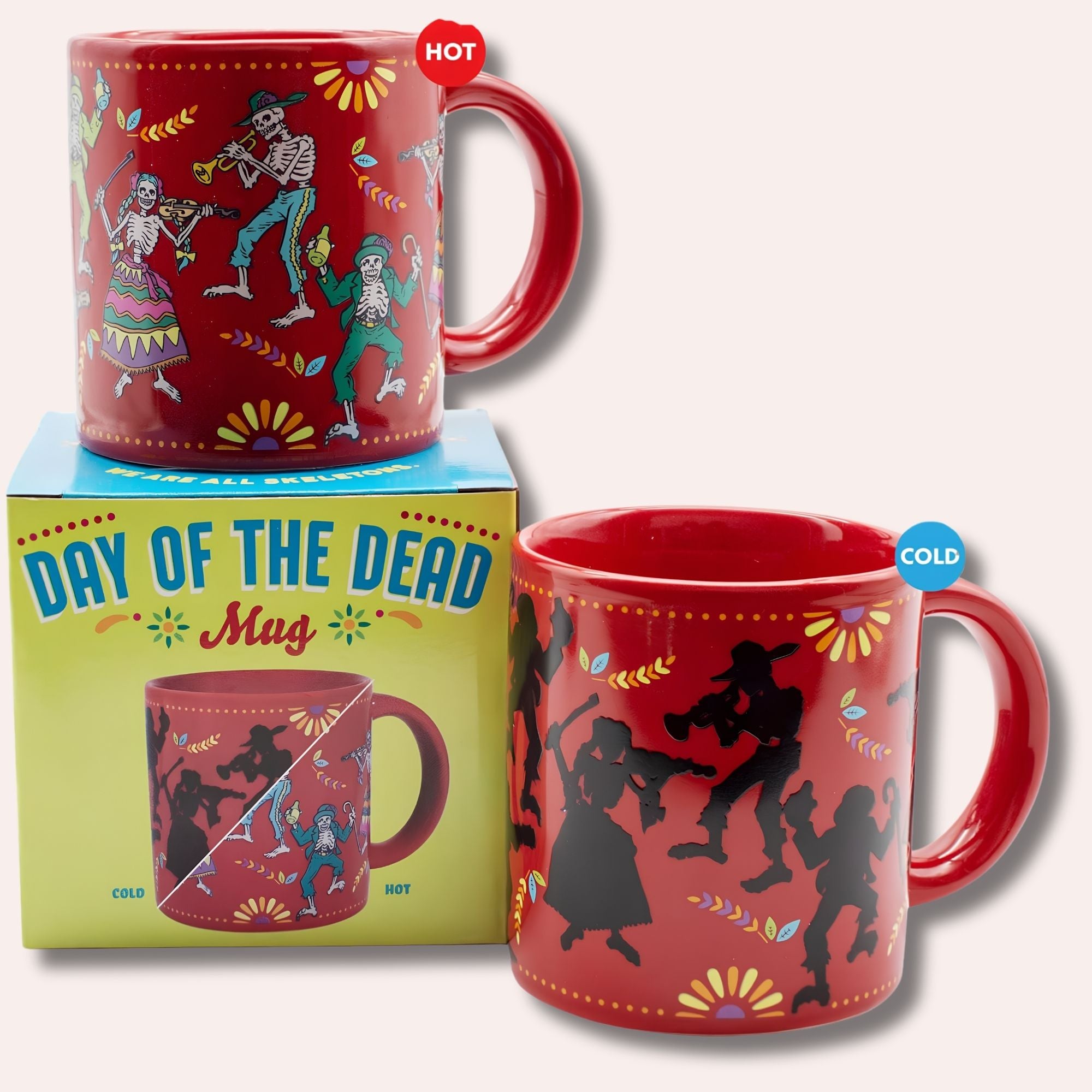 Taza Dia de Muertos — diseno que revela esqueletos