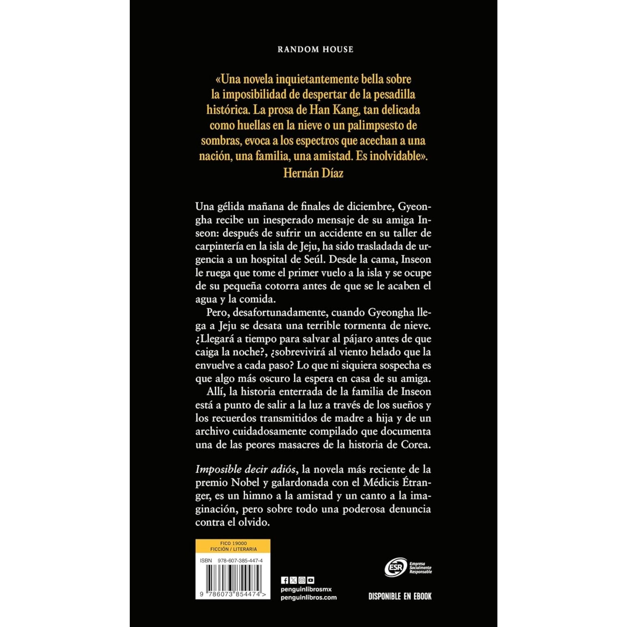 IMPOSIBLE DECIR ADIÓS — HAN KANG