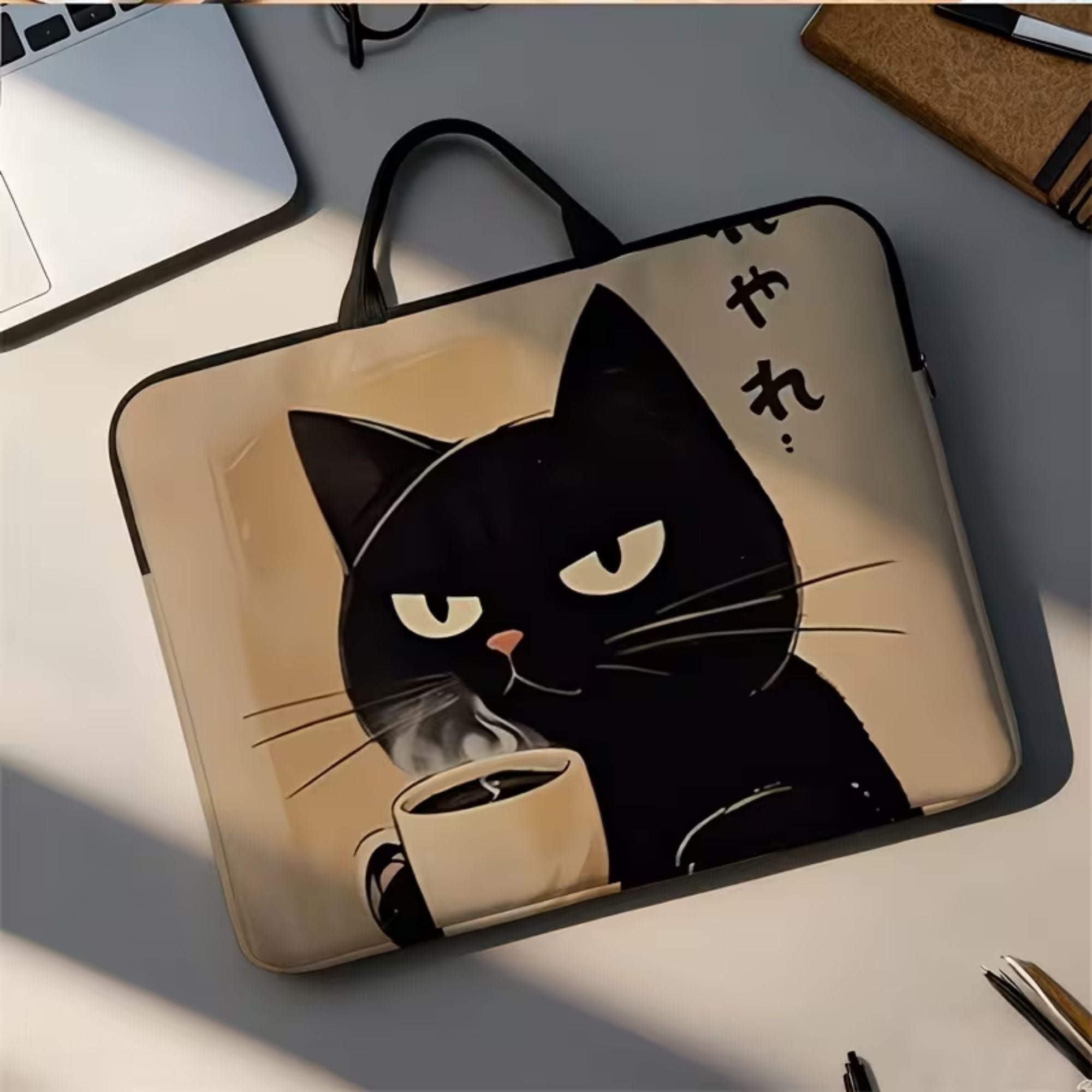 FUNDA LAPTOP COFFEE CAT — DISEÑO JAPONÉS | THE BLUE CAT