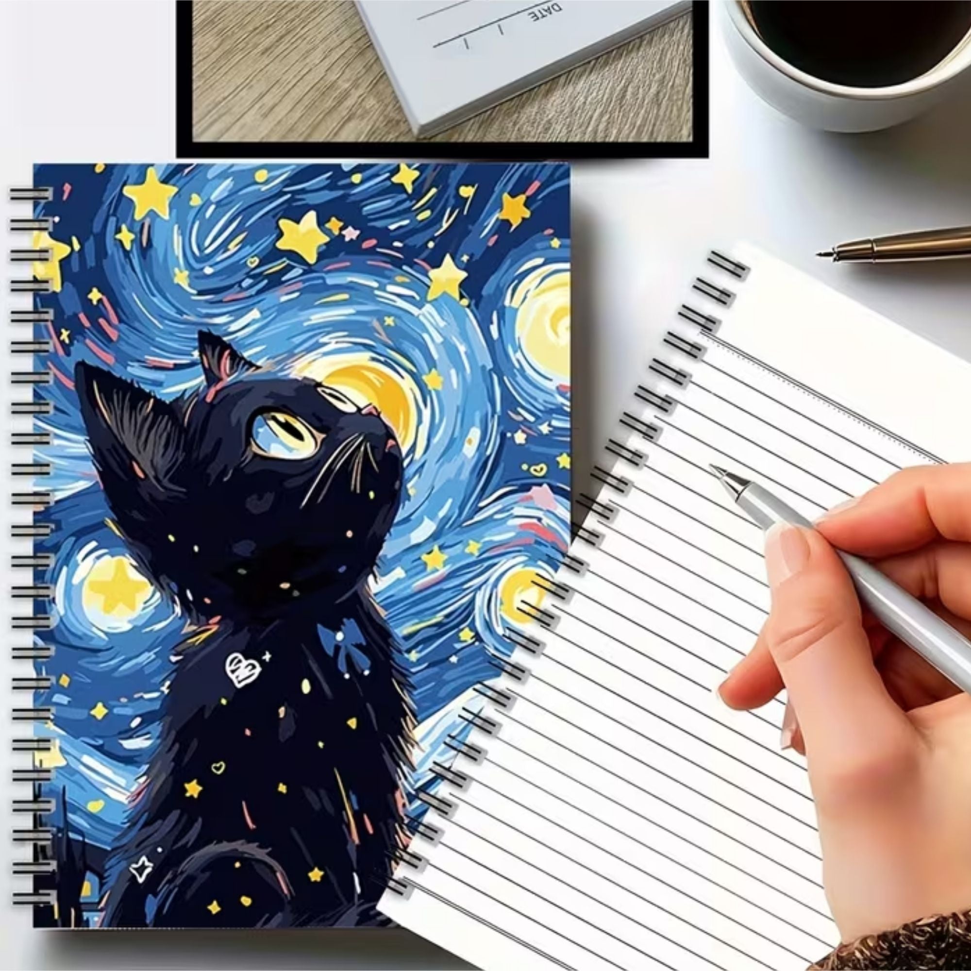 LIBRETA PREMIUM ESPIRAL GATITO KAWAII + SCRAPBOOK — THE BLUE CAT