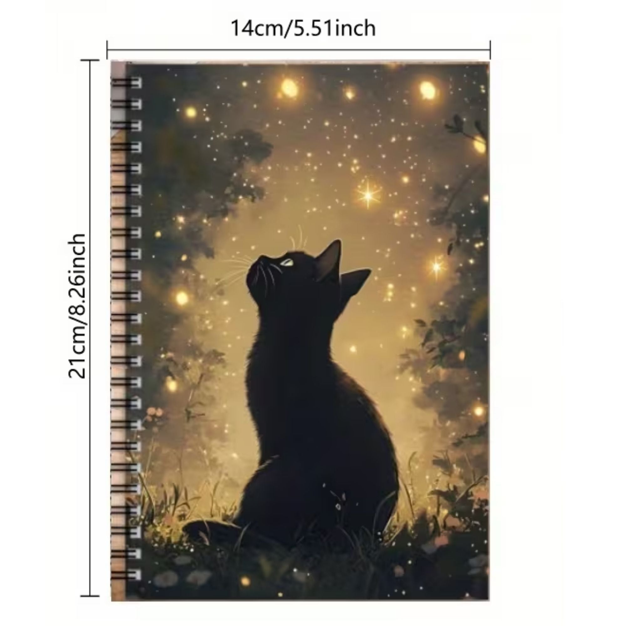LIBRETA PREMIUM ESPIRAL GATITO NOCHE MISTERIOSA