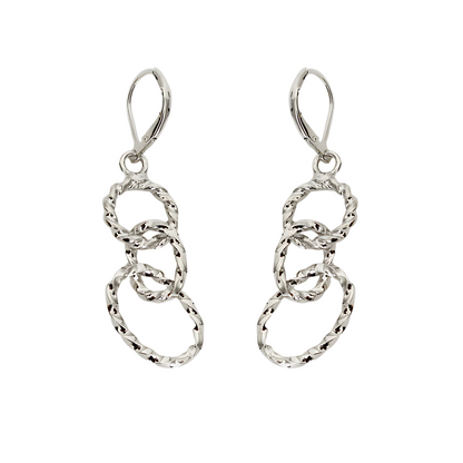 Aretes Siam con Aros Entrelazados plateados