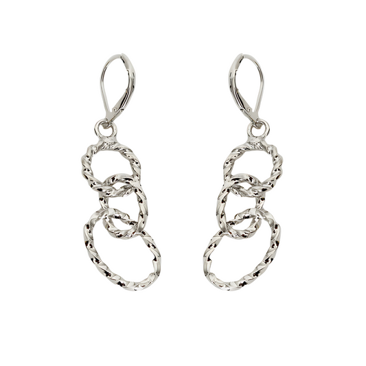 Aretes Siam con Aros Entrelazados plateados