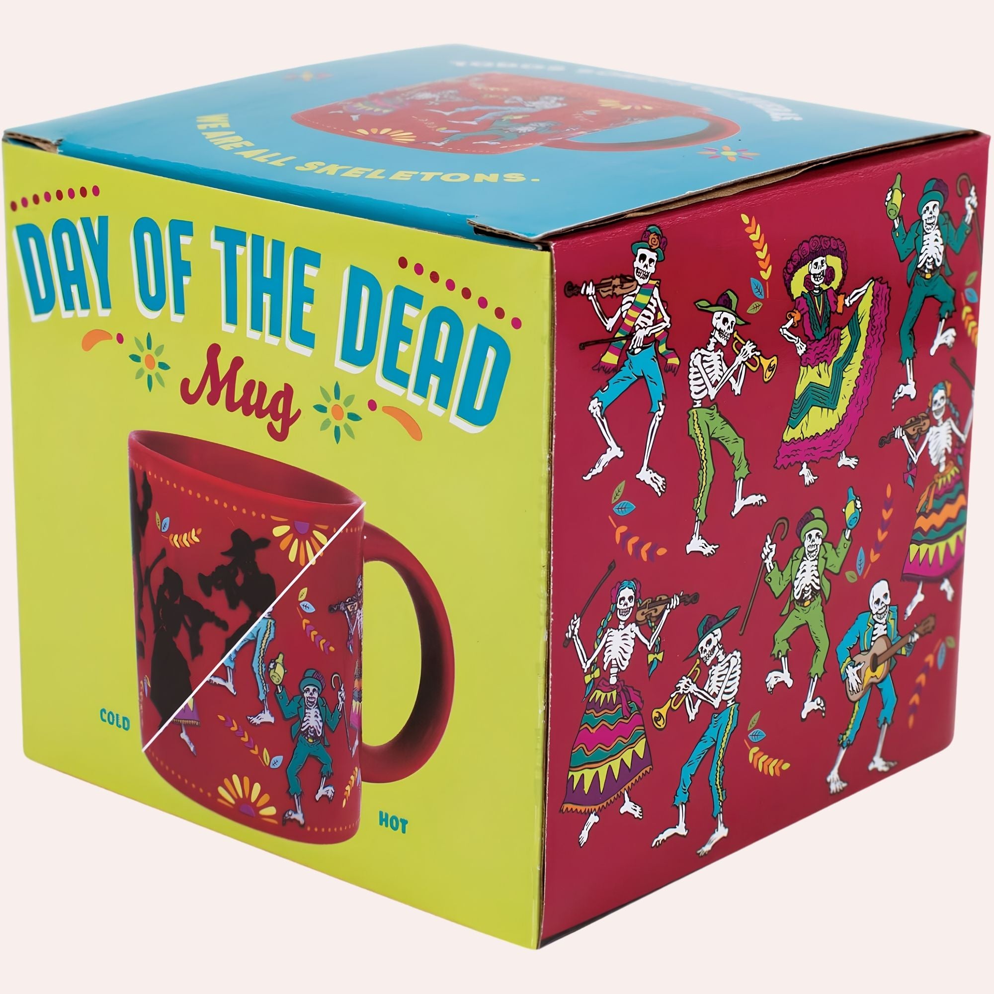 Taza Dia de Muertos — diseno que revela esqueletos