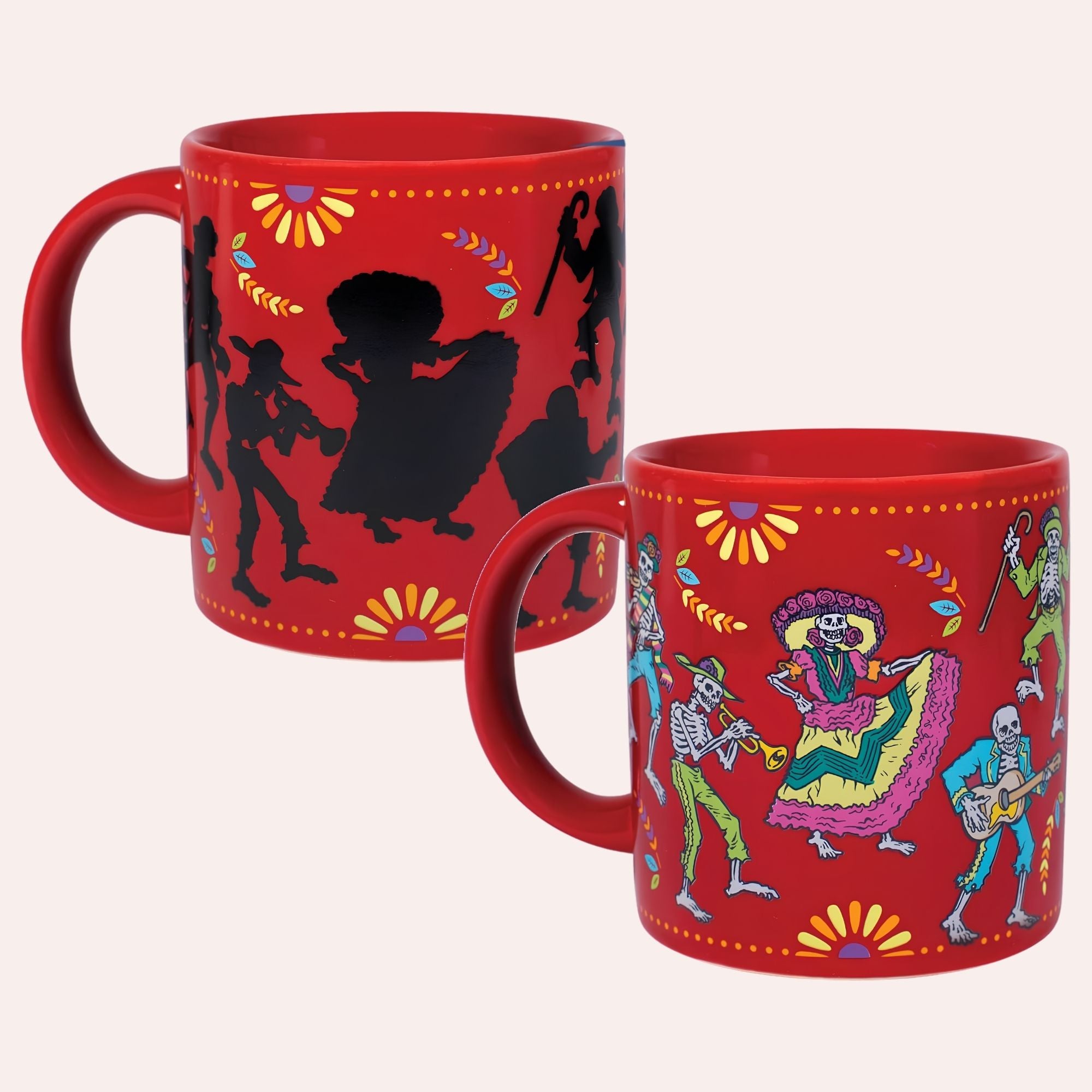 Taza Dia de Muertos — diseno que revela esqueletos