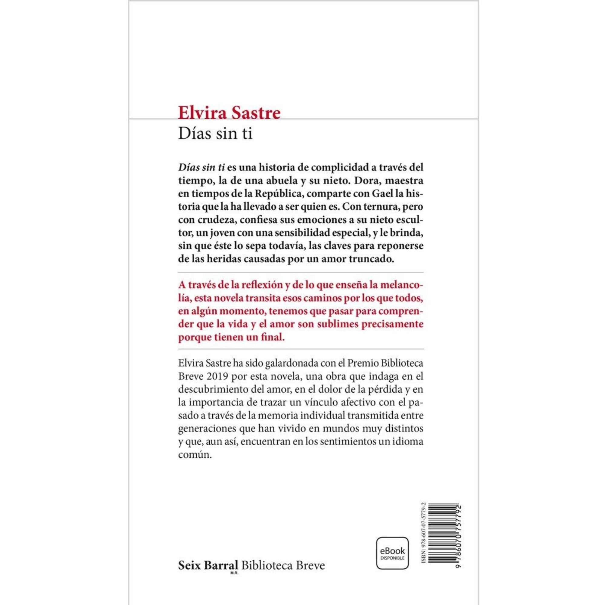 DÍAS SIN TI — ELVIRA SASTRE | PREMIO BIBLIOTECA BREVE