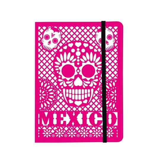 Libreta de Bolsillo  Papel Picado Rosa, Día de Muertos