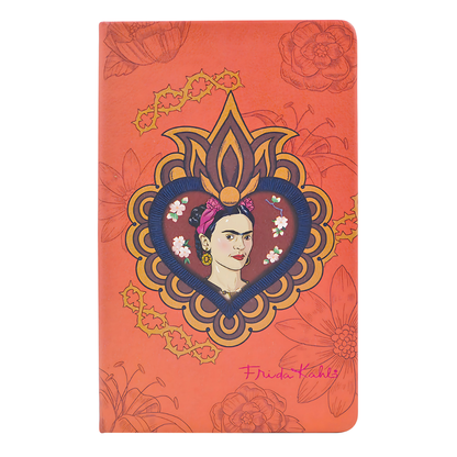 Libreta Premium FRIDA KAHLO CORAL. Tamaño 13x21cm con 192 páginas