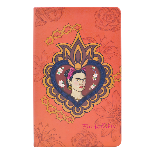 Libreta Premium FRIDA KAHLO CORAL. Tamaño 13x21cm con 192 páginas