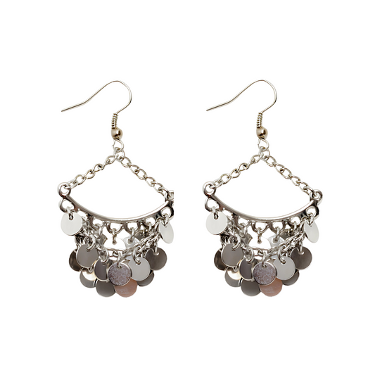 Aretes Doble Media Luna Siam plateados