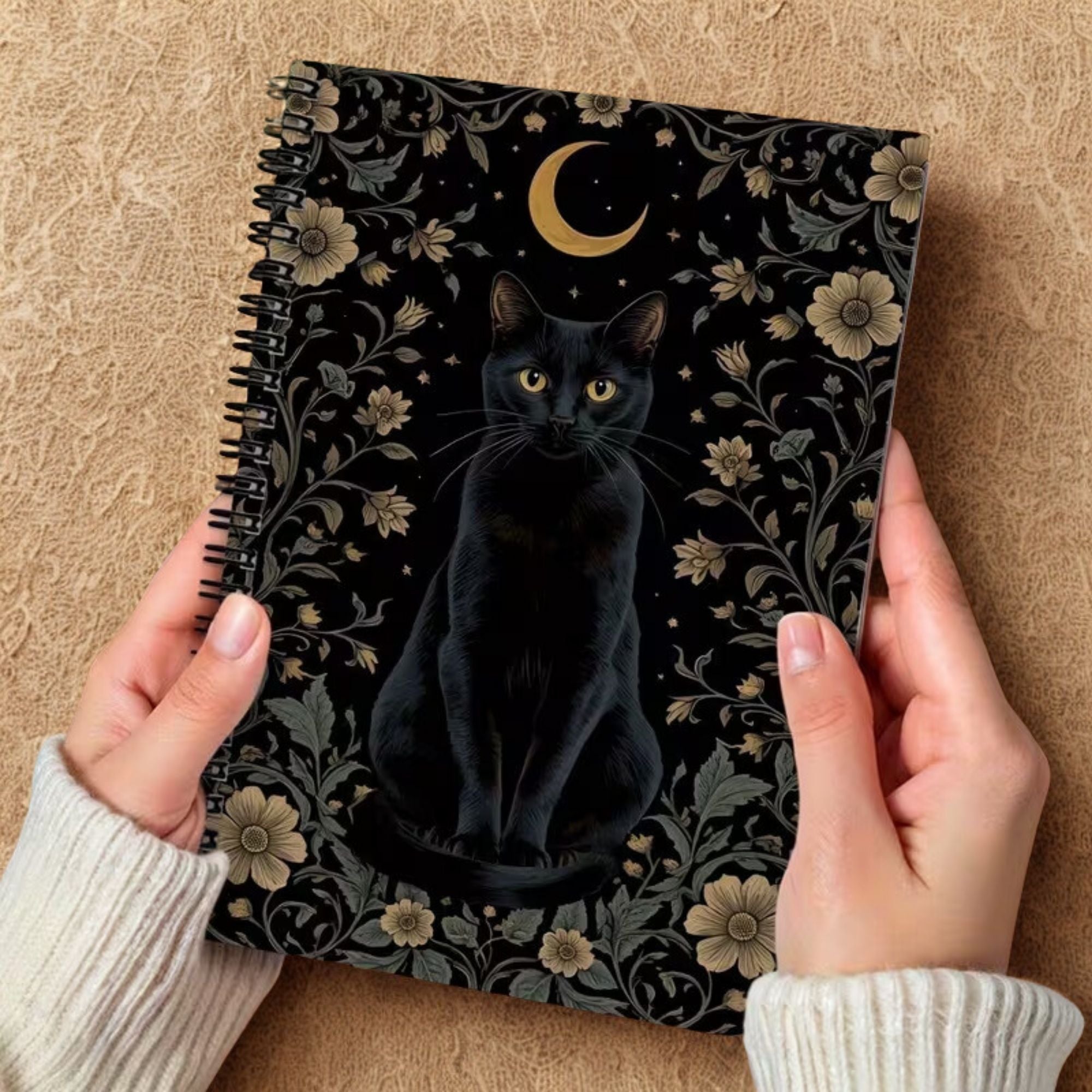 LIBRETA PREMIUM ESPIRAL GATO Y FLORES — THE BLUE CAT