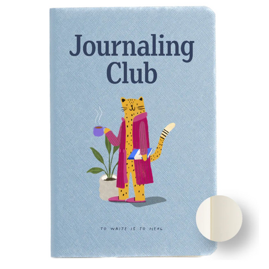 Libreta no. 17 Celeste Rayada - Journaling Gato Cool