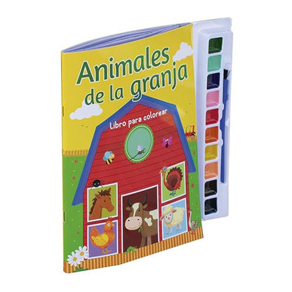 Libro infantil para colorear con acuarelas: Animales de la Granja
