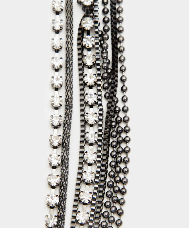 Collar Multicadenas con Cristales Siam