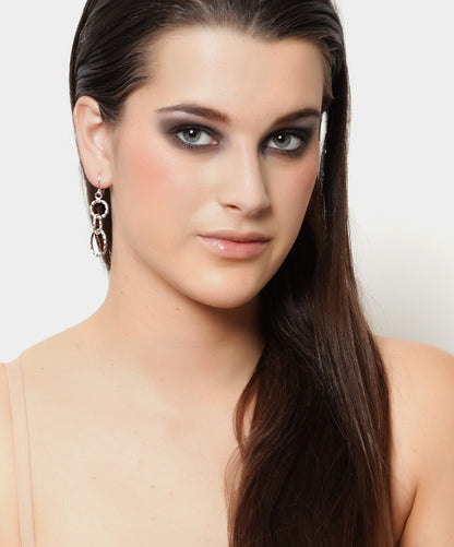 Aretes Siam con Aros Entrelazados plateados