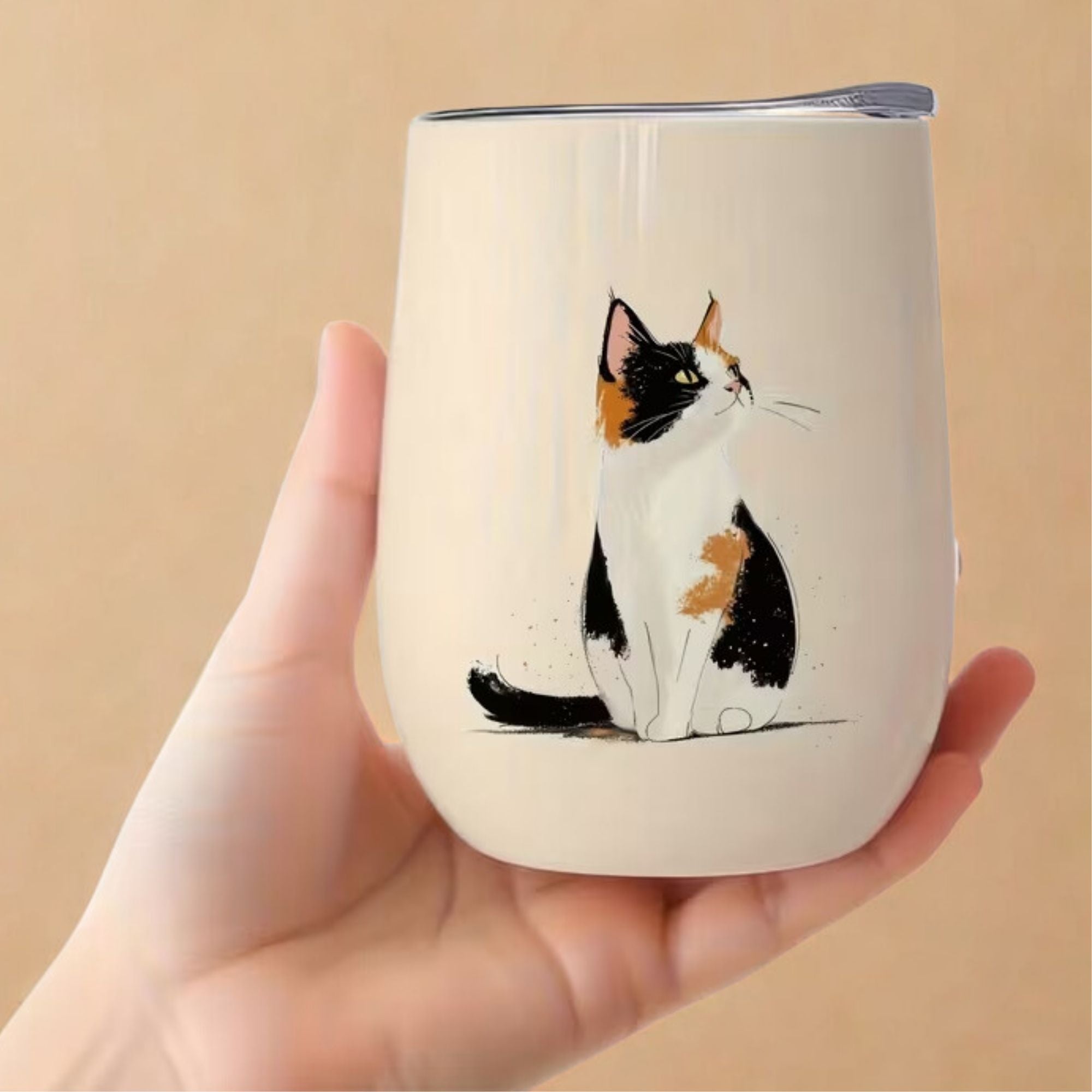 TAZA TÉRMICA GATITO BEIGE — THE BLUE CAT