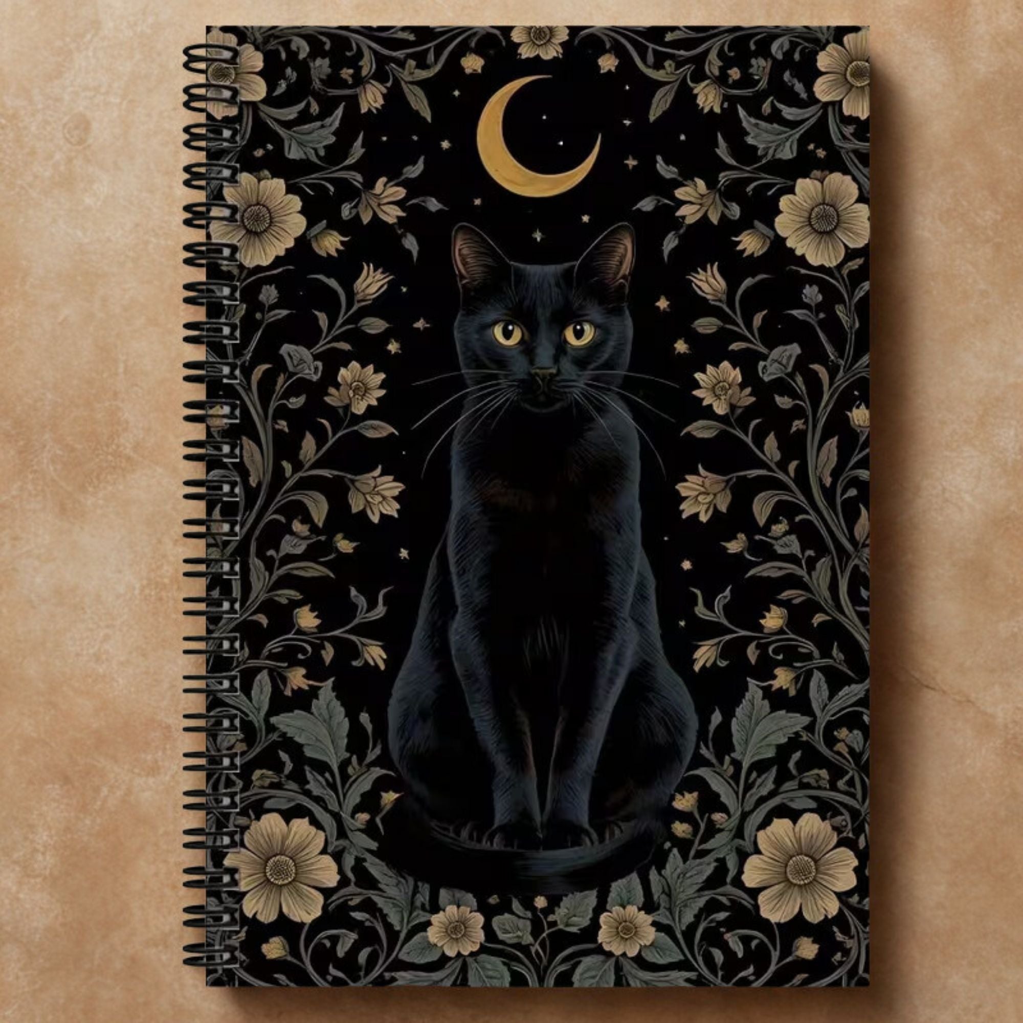 LIBRETA PREMIUM ESPIRAL GATO Y FLORES — THE BLUE CAT