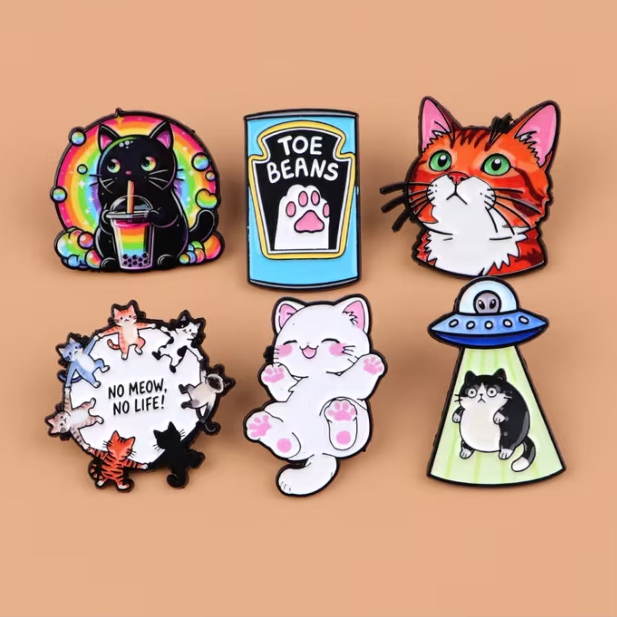 SET 6 PINES DE ESMALTE DE GATITOS — THE BLUE CAT