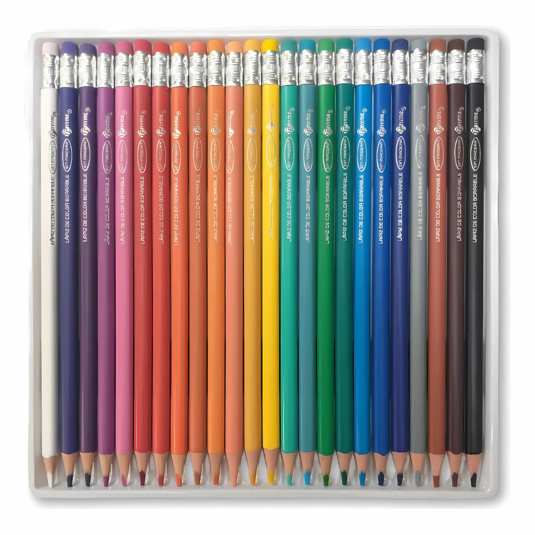 Lápices de colores 24 tonos. Borrables, Ecológicos